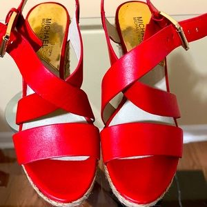 Michael Kors Red Wedge Sandals
